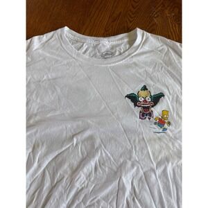 Simpsons Krusty the Clown Bart Graphic Print Tee T-Shirt Cartoon White M